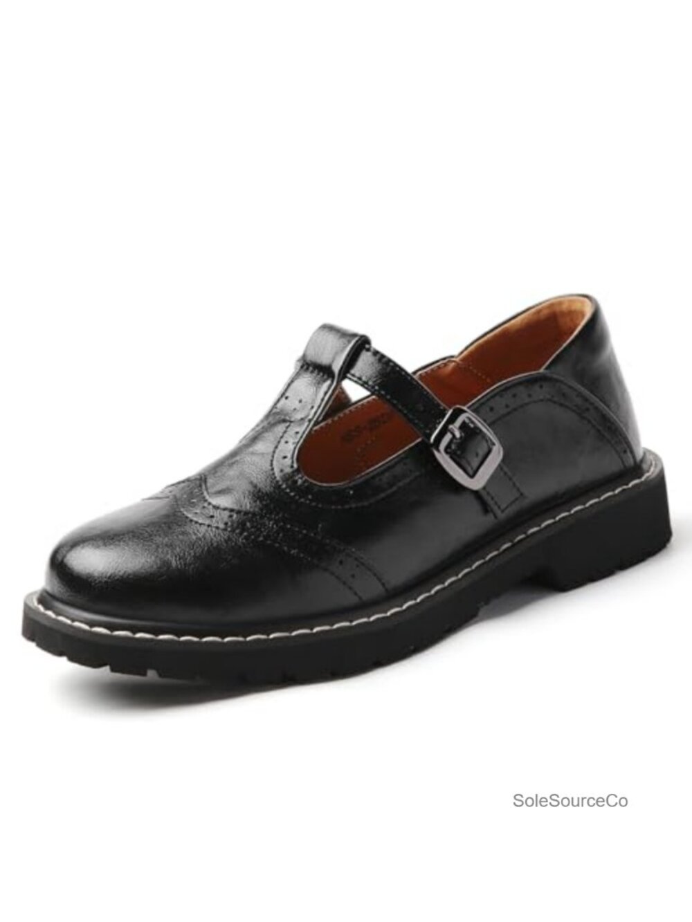 Women's Vintage T-Strap Brogue Mary Jane Platform Oxfords Dress Shoes